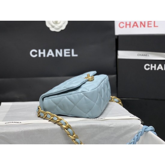 Chanel Small Flap Bag Gold-Tone Metal Blue Bag For Women 16cm/6.2in