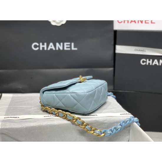 Chanel Mini Flap Bag Gold-Tone Metal Blue Bag For Women 13cm/5in