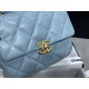 Chanel Mini Flap Bag Gold-Tone Metal Blue Bag For Women 13cm/5in