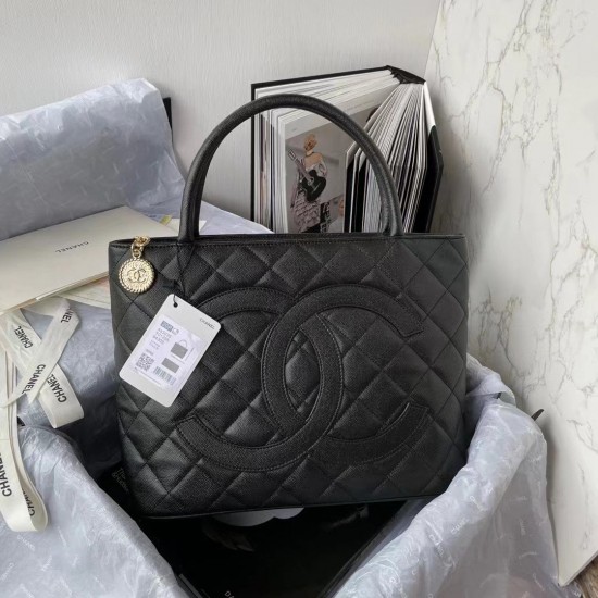 Chanel Medallion Tote Shoulder Black Bag For Women 29cm/11.4in