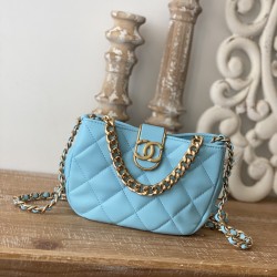 Chanel Small Hobo Bag Gold Hardware Blue For Women, Women’s Handbags, Shoulder Bags 7.5in/19cm