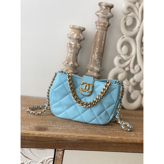 Chanel Small Hobo Bag Gold Hardware Blue For Women, Women’s Handbags, Shoulder Bags 7.5in/19cm