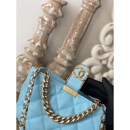 Chanel Small Hobo Bag Gold Hardware Blue For Women, Women’s Handbags, Shoulder Bags 7.5in/19cm