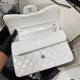 Chanel Large Classic Handbag Silver Hardware White For Women, Women’s Handbags, Shoulder Bags 11.8in/30cm