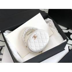 Chanel Vanity Case Shiny Gold White Bag For Women 9.5cm/3.7in