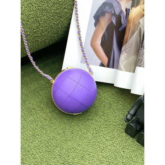 Chanel Ball Bag Purple and Gold Chain Bag For Women 23.5cm/9.25in