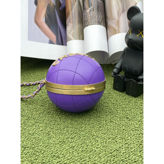 Chanel Ball Bag Purple and Gold Chain Bag For Women 23.5cm/9.25in