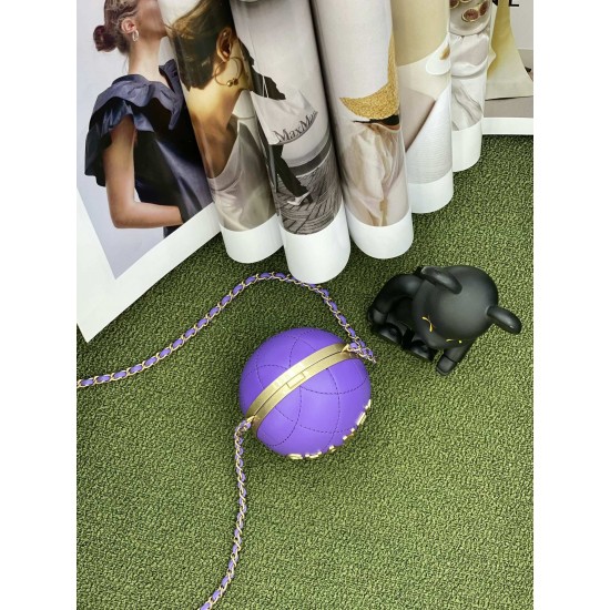 Chanel Ball Bag Purple and Gold Chain Bag For Women 23.5cm/9.25in