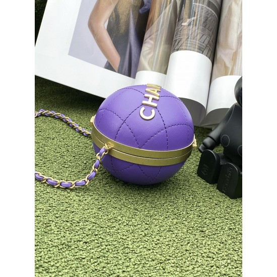 Chanel Ball Bag Purple and Gold Chain Bag For Women 23.5cm/9.25in