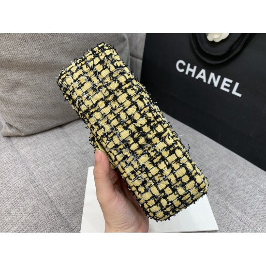 Chanel Mini Yellow Tweed Flap Bag For Women 20cm/7.5in