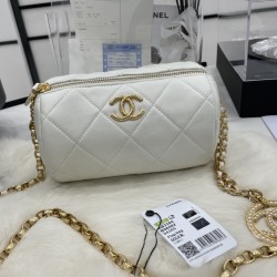 Chanel Bowling Mini White Bag For Women 11cm/4.3in