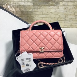 Chanel Hand-Held Oblique Cross Bag Pink For Women, Women’s Bags 6.7in/19cm