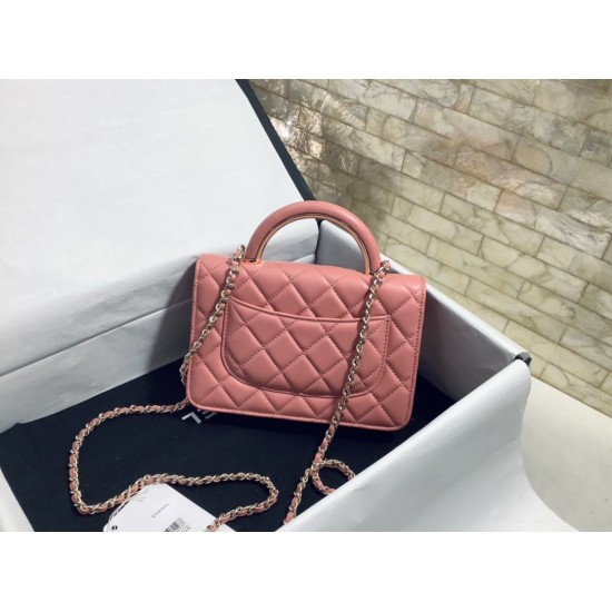 Chanel Hand-Held Oblique Cross Bag Pink For Women, Women’s Bags 6.7in/19cm