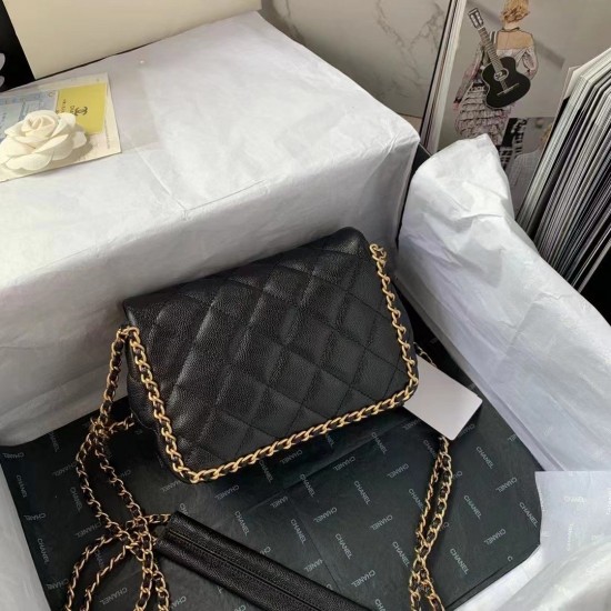 Chanel Flapbag With Chain Black For Women, Women’s Bags 8.3in/21cm