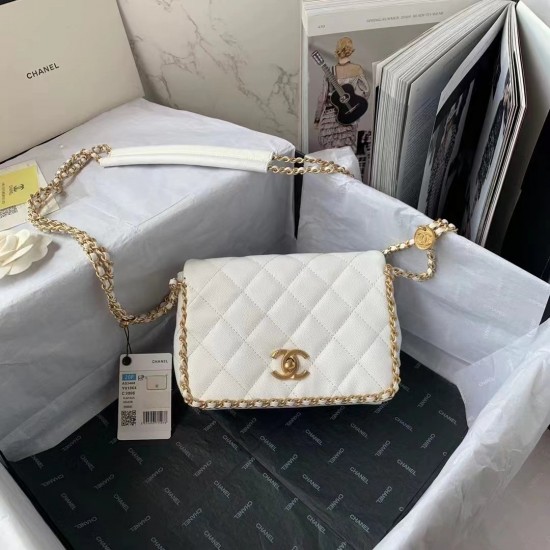 Chanel Flapbag With Chain White For Women, Women’s Bags 8.3in/21cm