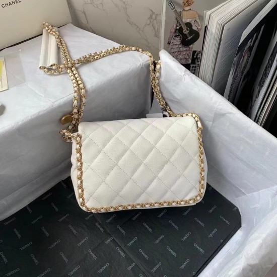 Chanel Flapbag With Chain White For Women, Women’s Bags 8.3in/21cm