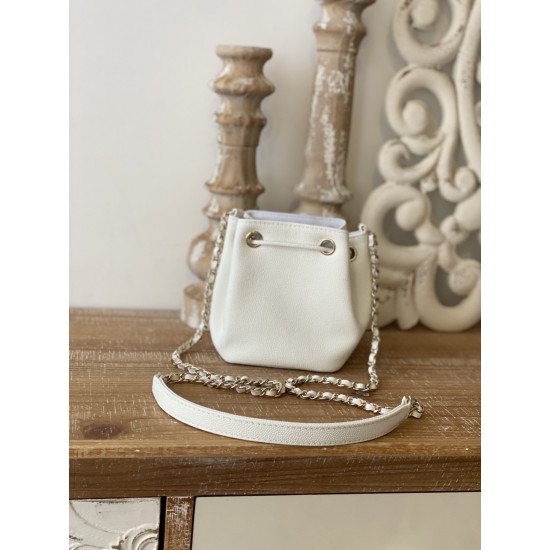 Chanel Mini Bucket Bag With Strap White For Women, Women’s Bags 4.9in/12.5cm AP2913 B05052 10601