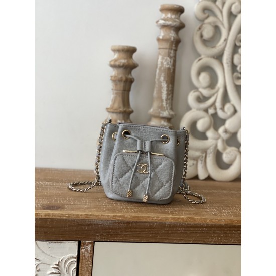 Chanel Mini Bucket Bag With Strap Gray For Women, Women’s Bags 4.9in/12.5cm