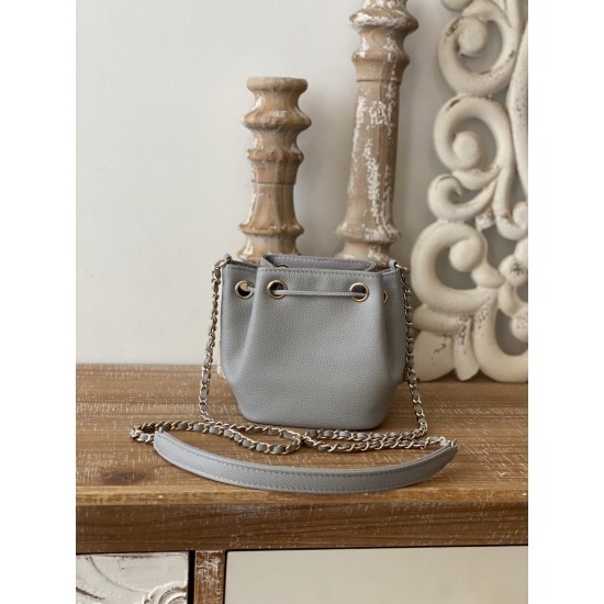 Chanel Mini Bucket Bag With Strap Gray For Women, Women’s Bags 4.9in/12.5cm