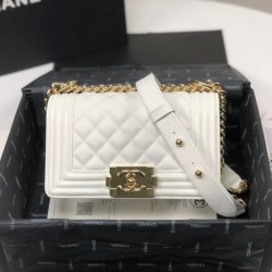 Chanel Boy Flapbag White For Women 7.9in/20cm