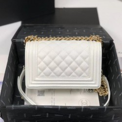 Chanel Boy Flapbag White For Women 7.9in/20cm