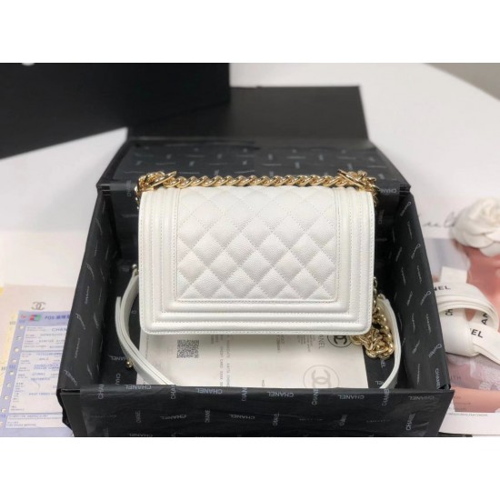 Chanel Boy Flapbag White For Women 7.9in/20cm