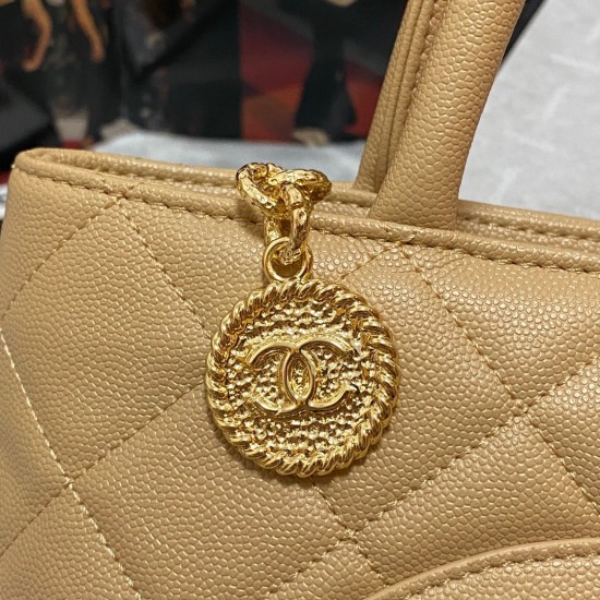 Chanel Medallion Tote Gold Hardware Caviar Yellow For Women, Women’s Handbags, Shoulder Bags 15.6in/32cm