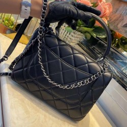 Chanel Classic Flap Bag Medal Hardware Black For Women 9.8in/25cm