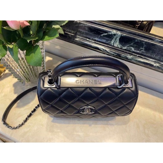 Chanel Classic Flap Bag Medal Hardware Black For Women 9.8in/25cm