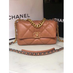 Chanel 19 Handbag 26cm Brown For Women AS1160