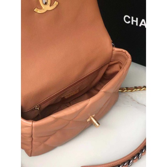 Chanel 19 Handbag 26cm Brown For Women AS1160