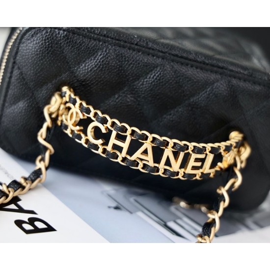 Chanel Small Vanity Case Black For Women 6.7in/17cm AS3171