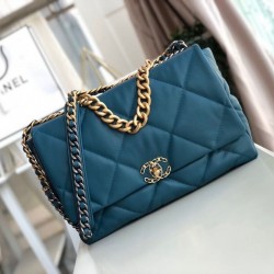 Chanel 19 Maxi Handbag Teal For Women, Women’s Bags, Shoulder And Crossbody Bags 14in/36cm AS1162