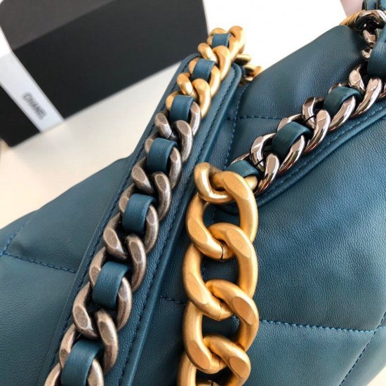 Chanel 19 Maxi Handbag Teal For Women, Women’s Bags, Shoulder And Crossbody Bags 14in/36cm AS1162