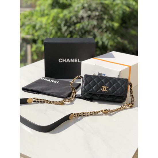 Chanel Small Flap Bags Gold Hardware Black For Women, Women’s Handbags, Shoulder Bags 7.5in/19.2cm