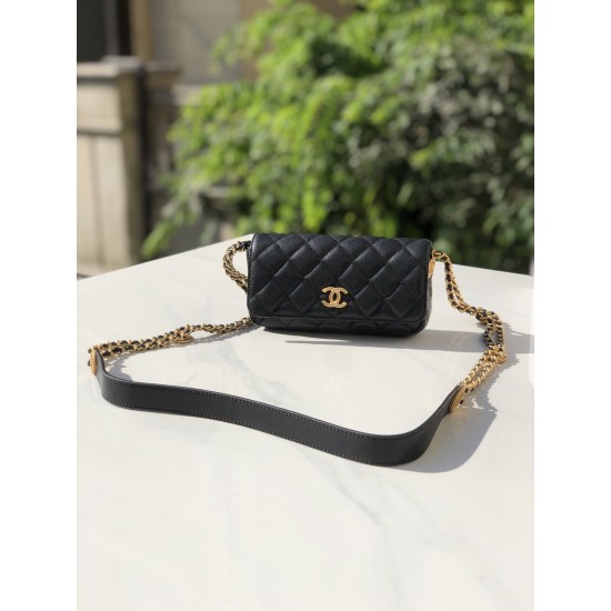 Chanel Small Flap Bags Gold Hardware Black For Women, Women’s Handbags, Shoulder Bags 7.5in/19.2cm