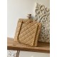 Chanel Vintage Beige Large Quilted Caviar Tote Bag For Women 28cm/11in