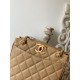 Chanel Vintage Beige Large Quilted Caviar Tote Bag For Women 28cm/11in