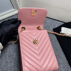 Chanel Chevron Trendy Cc Phone Pink Bag For Women 18cm/7in