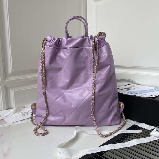 Chanel Backpack Purple Shiny Large Bag For Women 51cm/20in