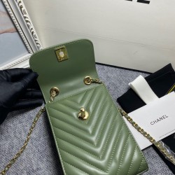 Chanel Chevron Trendy Cc Phone Olive Bag For Women 18cm/7in