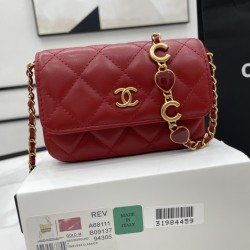 Chanel Classic Distressed Red For Women, Women’s Bags 4.7in/12cm