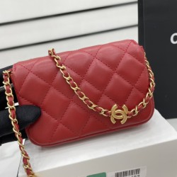 Chanel Classic Distressed Red For Women, Women’s Bags 4.7in/12cm