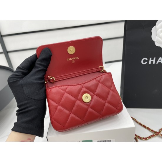 Chanel Classic Distressed Red For Women, Women’s Bags 4.7in/12cm