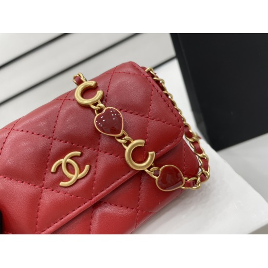 Chanel Classic Distressed Red For Women, Women’s Bags 4.7in/12cm