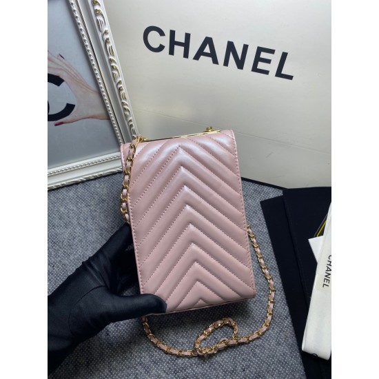 Chanel Chevron Trendy Cc Phone Light Purple Bag For Women 18cm/7in