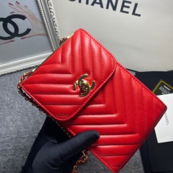 Chanel Chevron Trendy Cc Phone Red Bag For Women 18cm/7in