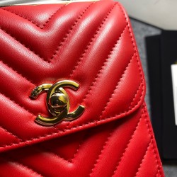 Chanel Chevron Trendy Cc Phone Red Bag For Women 18cm/7in