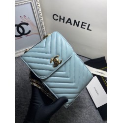 Chanel Chevron Trendy Cc Phone Light Blue Bag For Women 18cm/7in