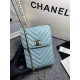 Chanel Chevron Trendy Cc Phone Light Blue Bag For Women 18cm/7in